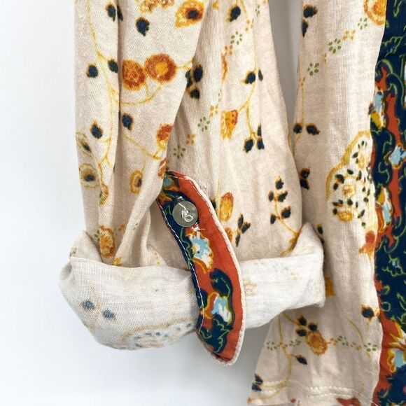 Anthropologie Tiny Boho Devas Sequin Top Printed Casual Roll-Cuff Multi S - Picture 6 of 16
